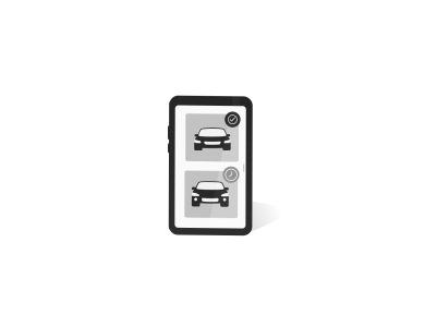 An icon image depicts two vehicles vertically stacked indicating availabilty of stock. 