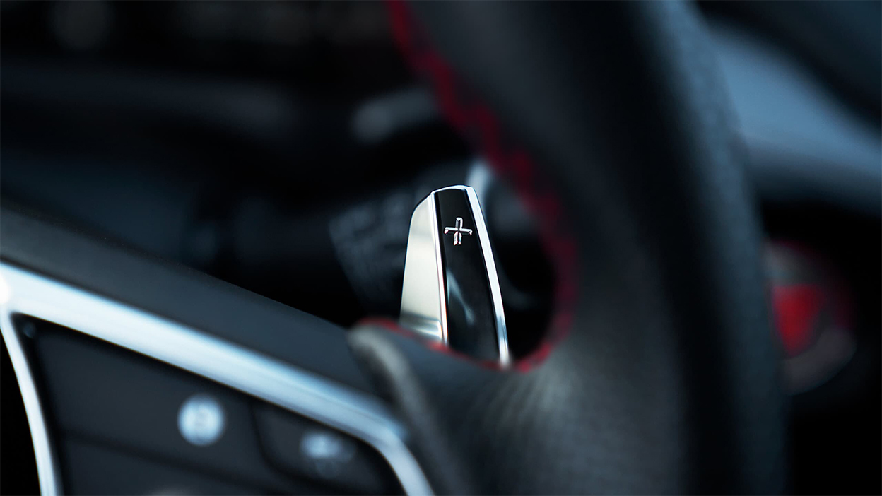 A paddle shifter in an MDX.